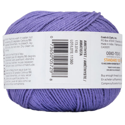 Purple yarn ball with label on a white background