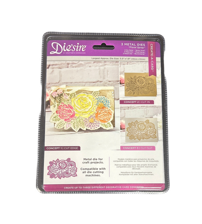 Package of Die'sire metal dies with floral designs on a white background