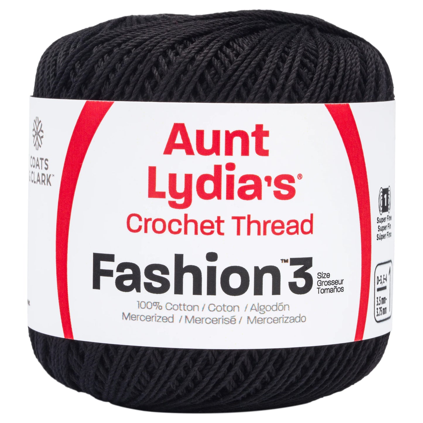 Aunt Lydia's Fashion Crochet Thread Size 3 - Black