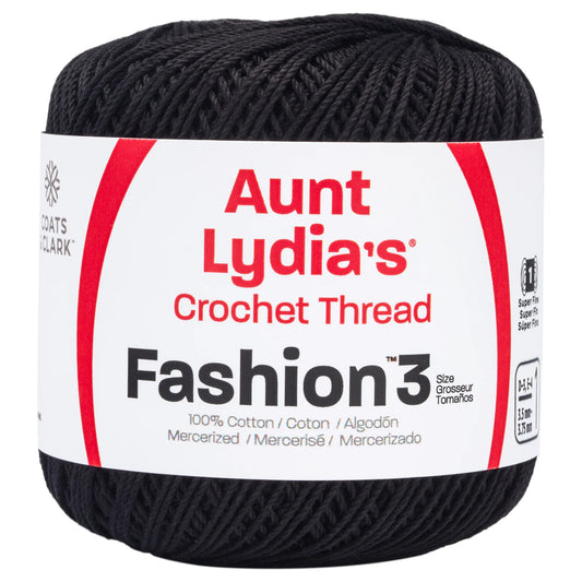 Aunt Lydia's Fashion Crochet Thread Size 3 - Black