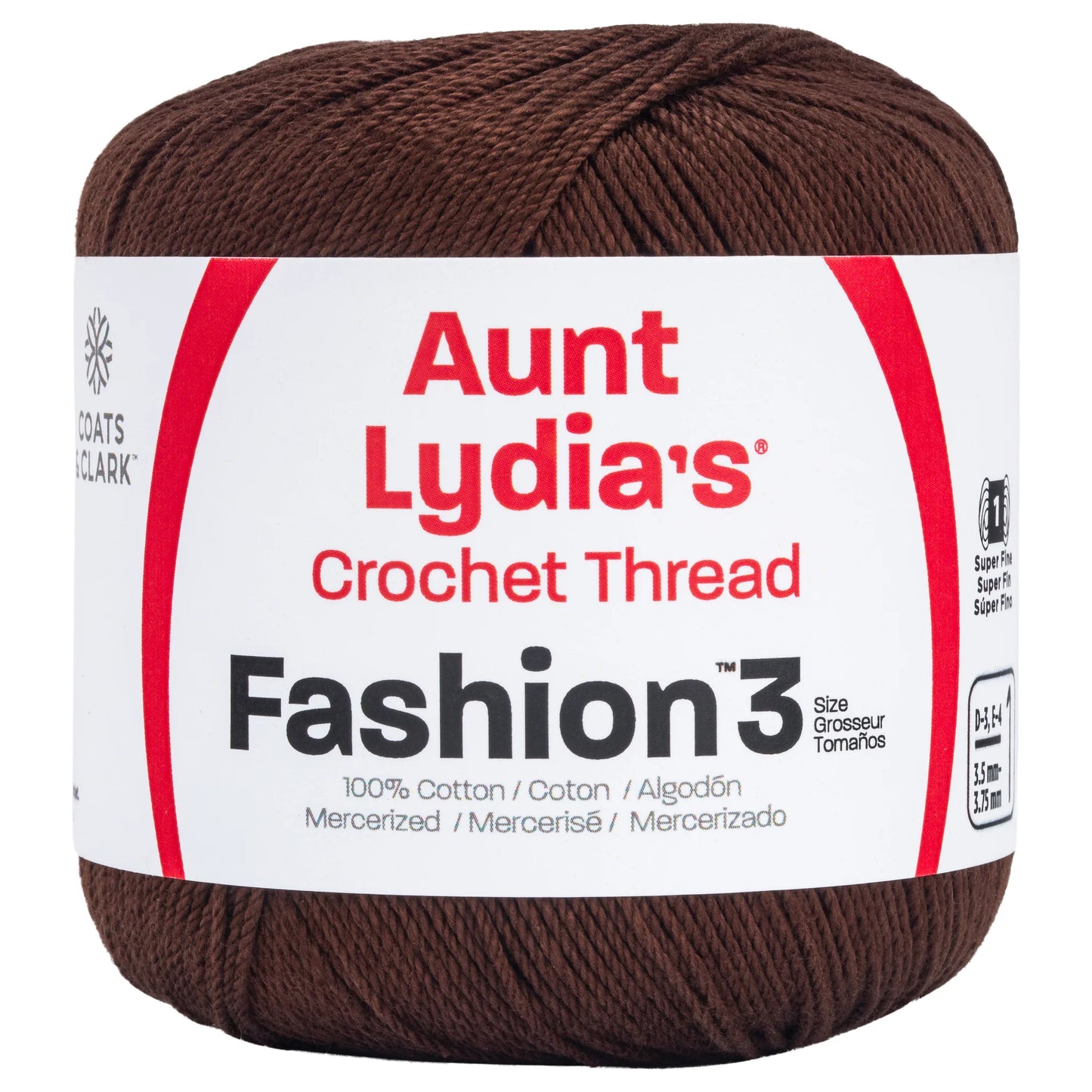 Aunt Lydia's Fashion Crochet Thread Size 3 - Coffee