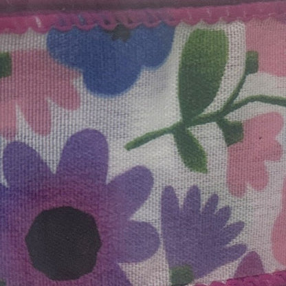 Pink Purple Blue Bold Flowers - 1.5” x 50 yds - Wire Edged Premium Ribbon
