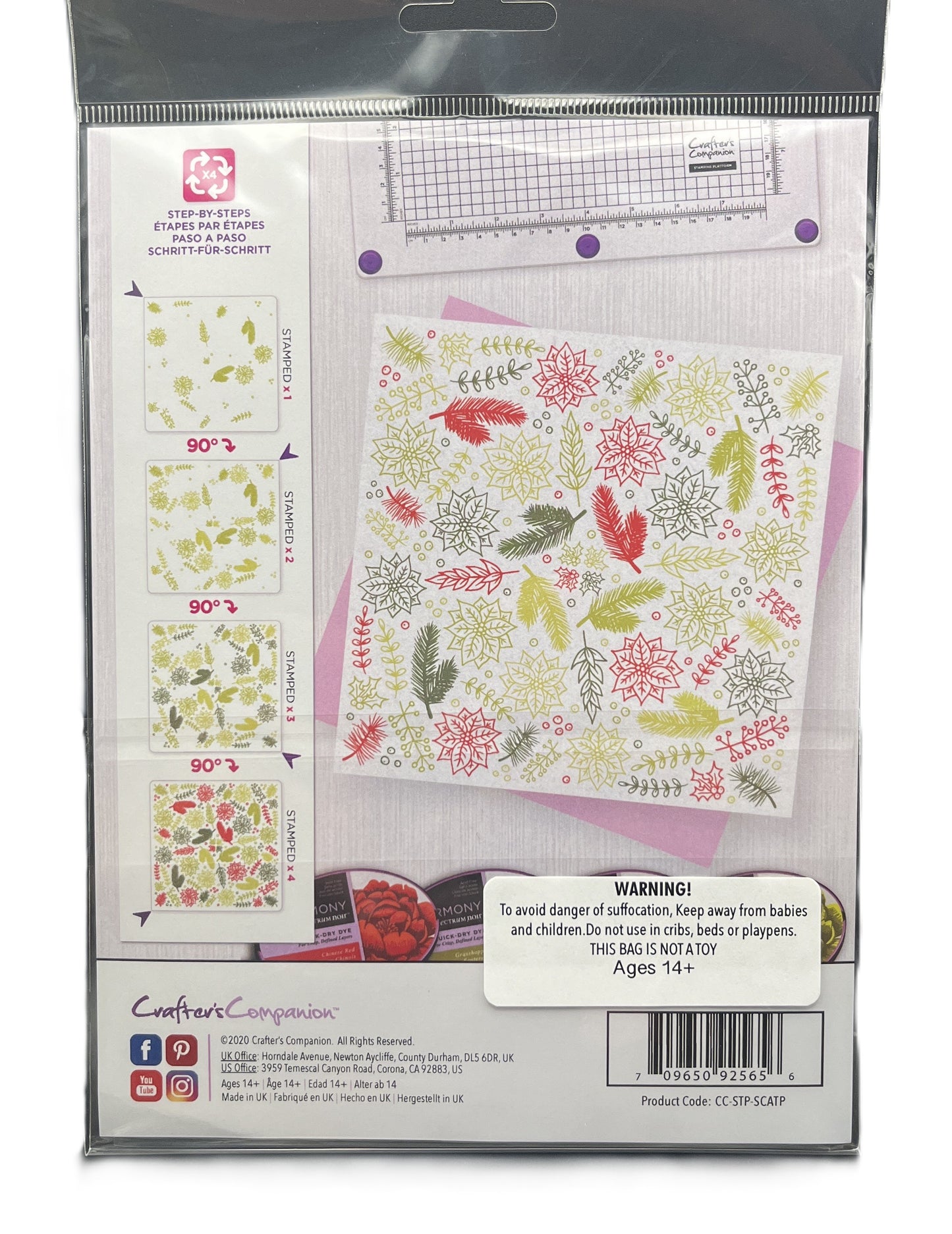 Crafting kit with floral patterns and ruler on packaging