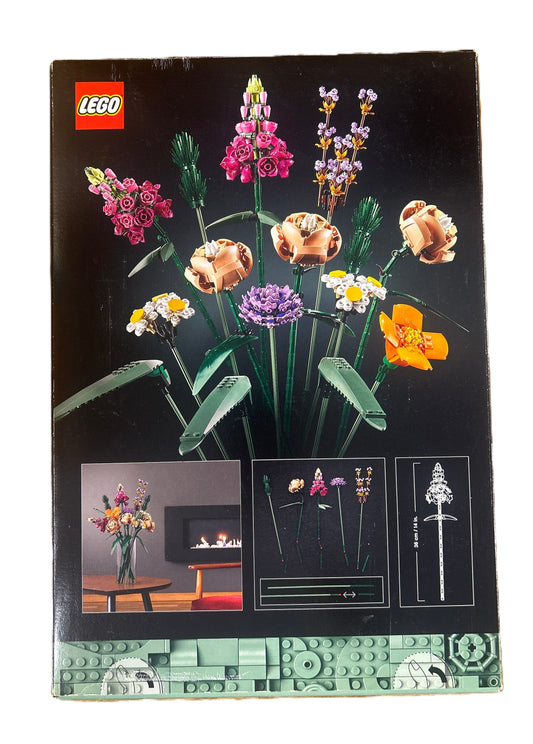 LEGO flower set packaging with colorful flowers and LEGO branding