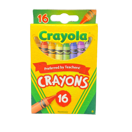 Crayola crayon box on a black surface