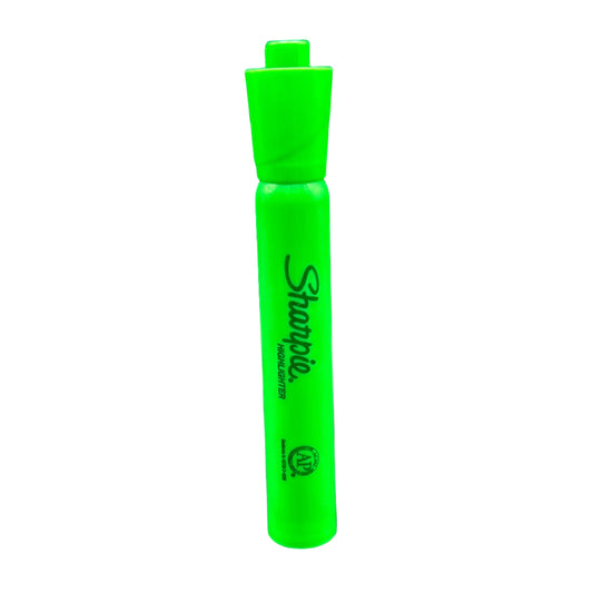 Green Sharpie marker on a white background