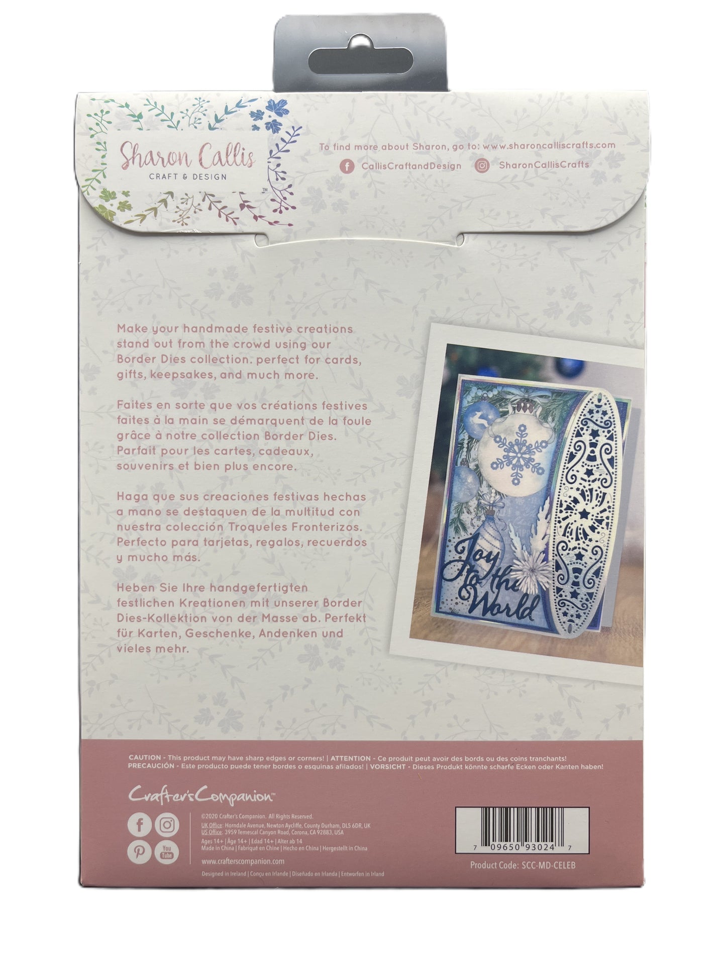 Card making kit packaging with a card and border die on the back