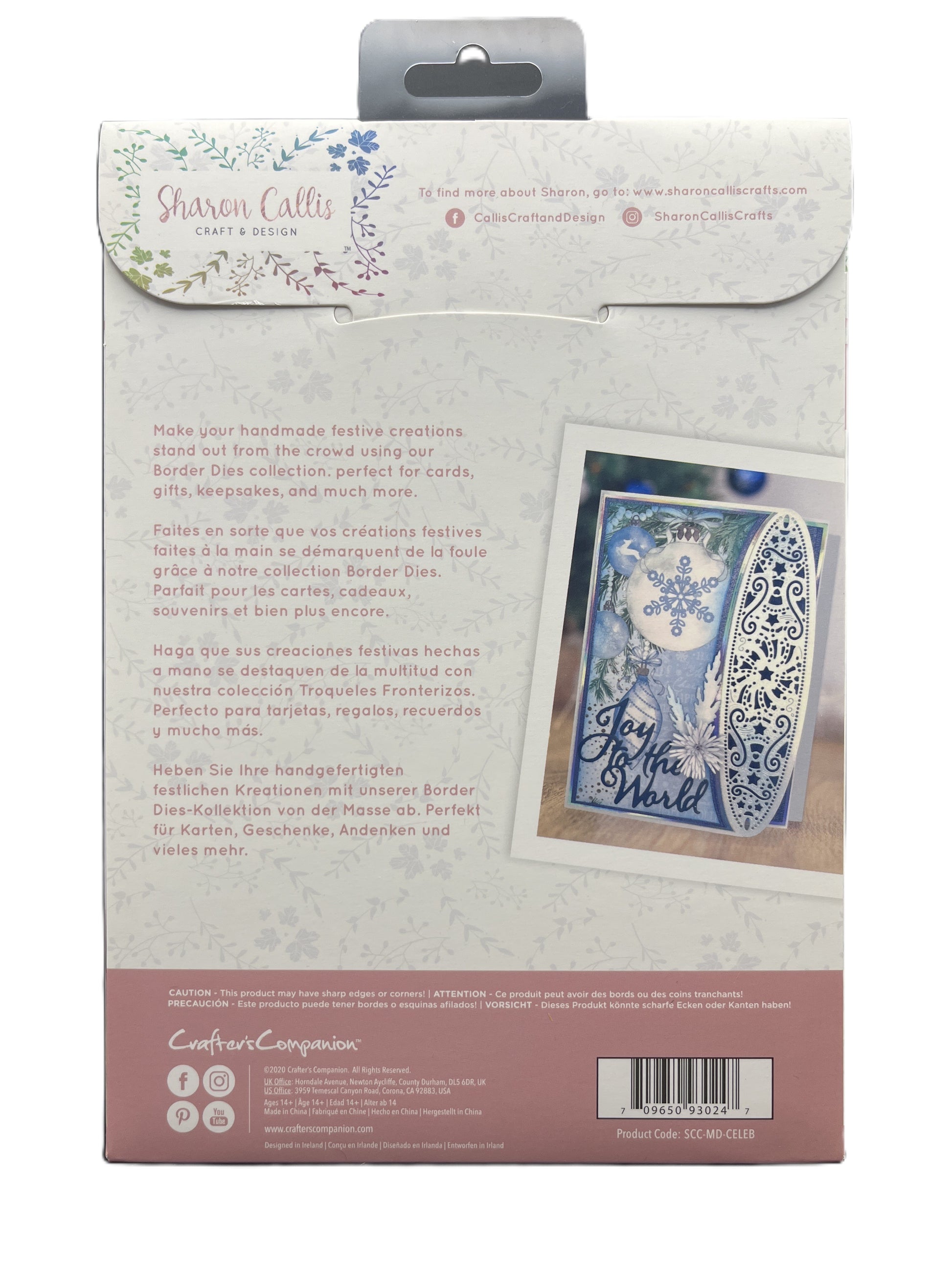 Card making kit packaging with a card and border die on the back