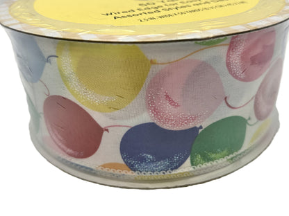 Ribbon with colorful balloons design on a white background