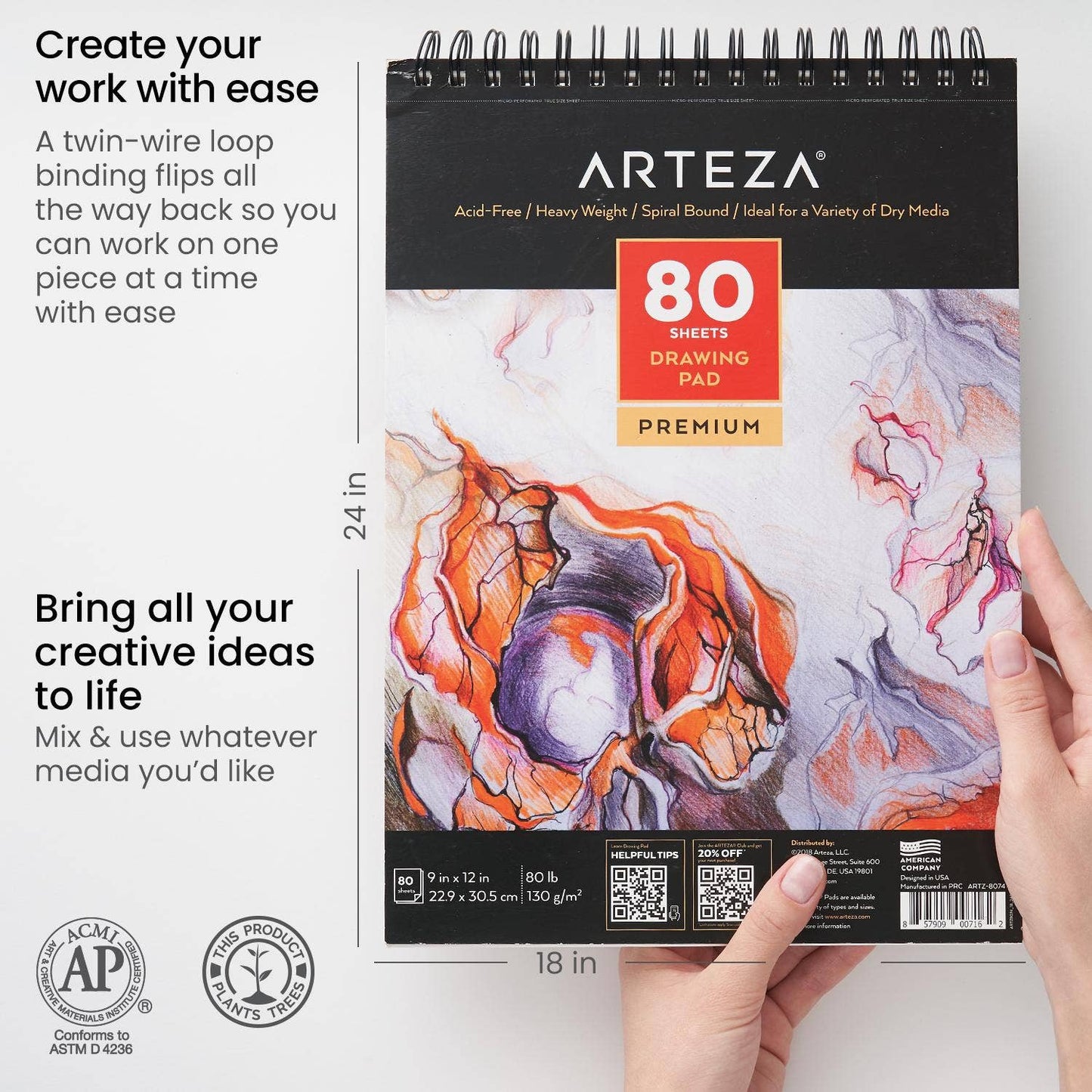 Arteza® Drawing Pad 9" x 12" - 80 Sheets