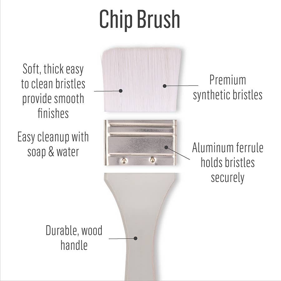 FolkArt White Nylon Chip Brush Set 3 Piece