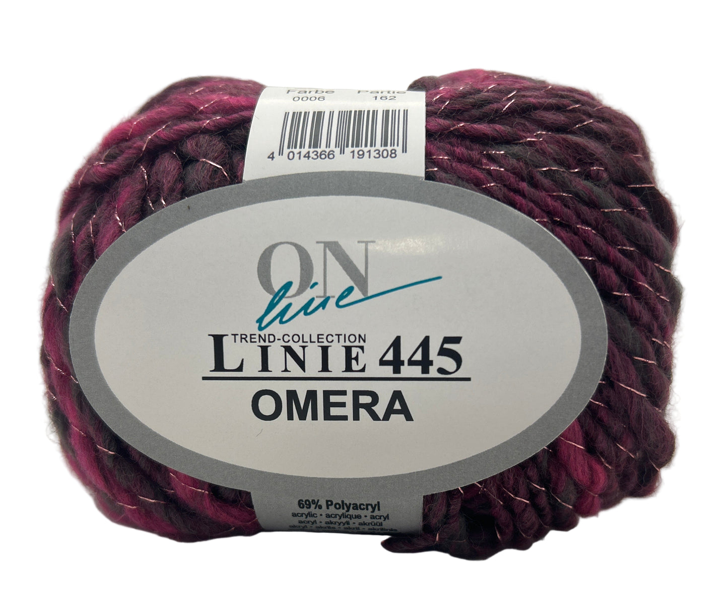 Ball of yarn with a label on a white background