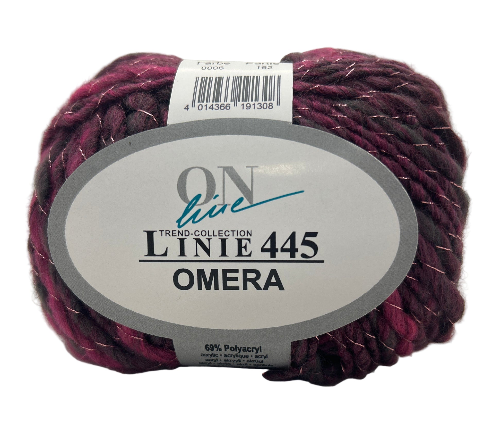 Ball of yarn with a label on a white background