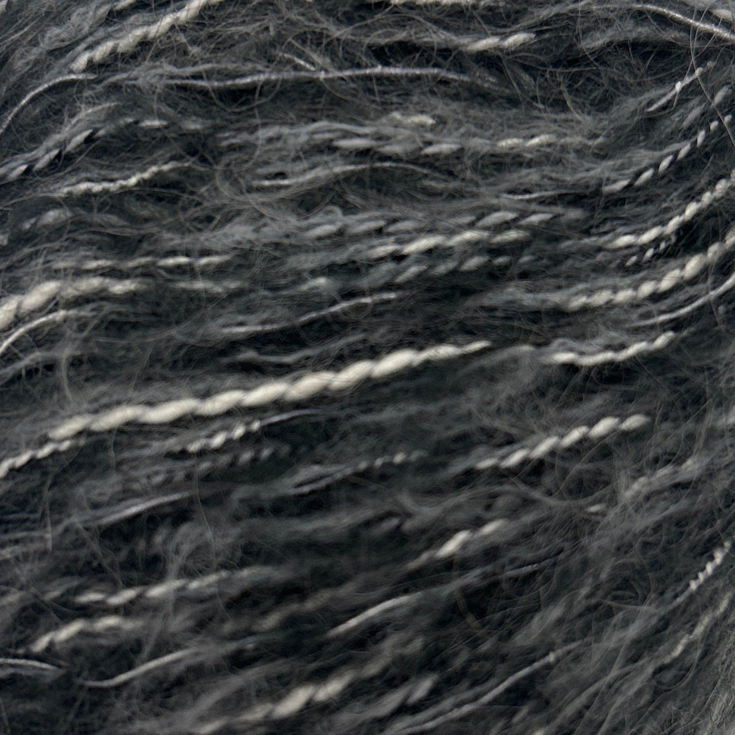 Close-up of dark gray yarn strands