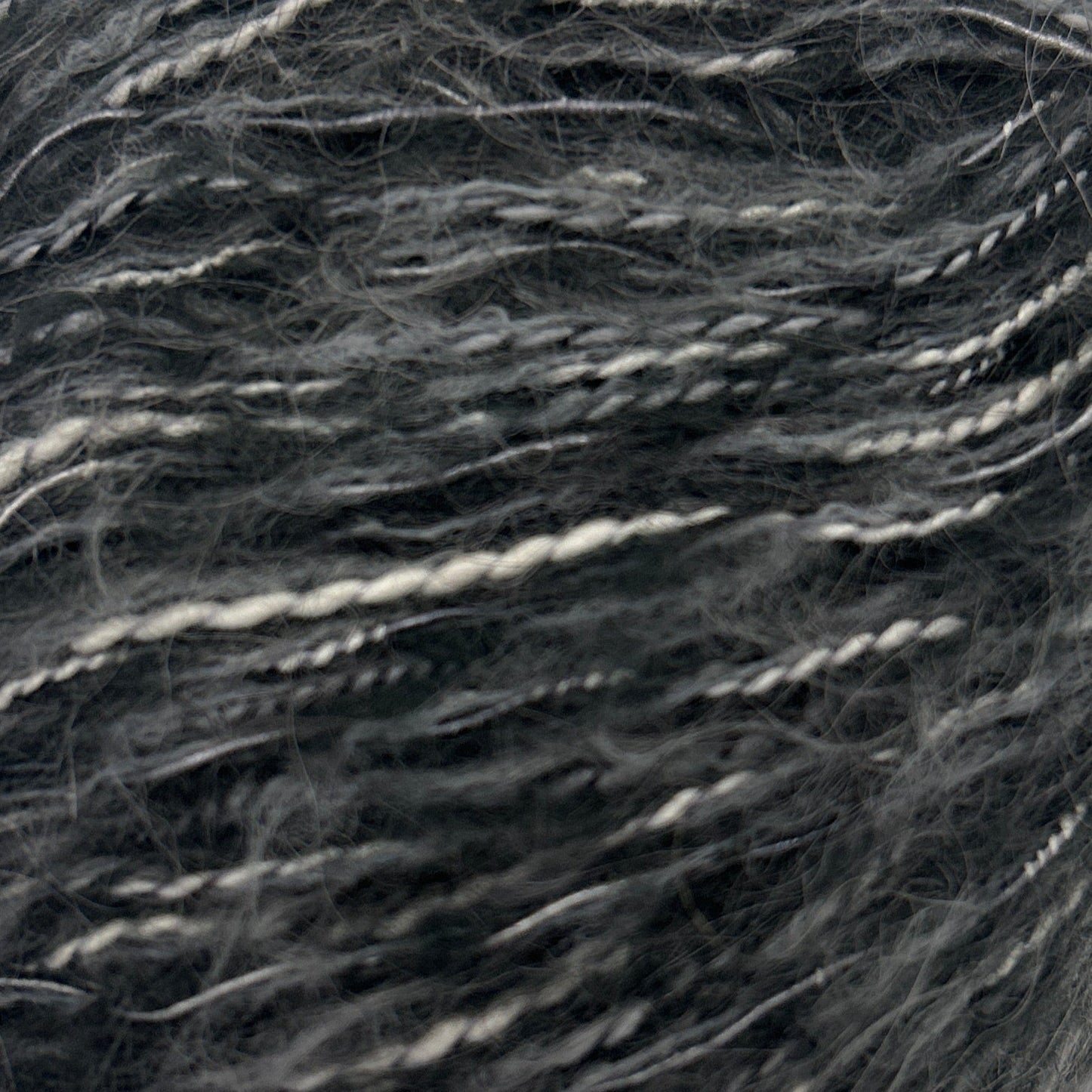 Close-up of dark gray yarn strands