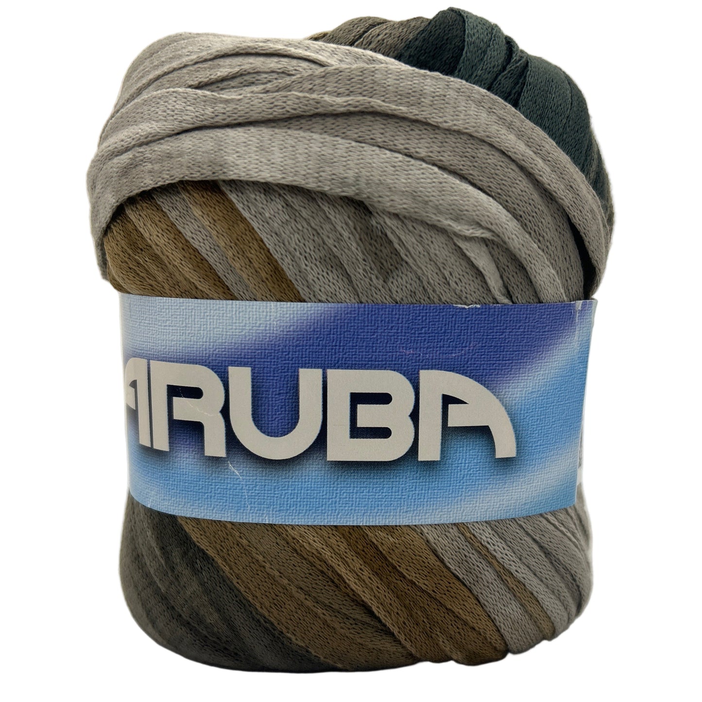 Ball of yarn with 'Ruba' label on a white background