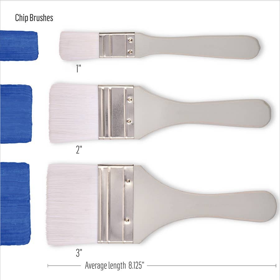 FolkArt White Nylon Chip Brush Set 3 Piece