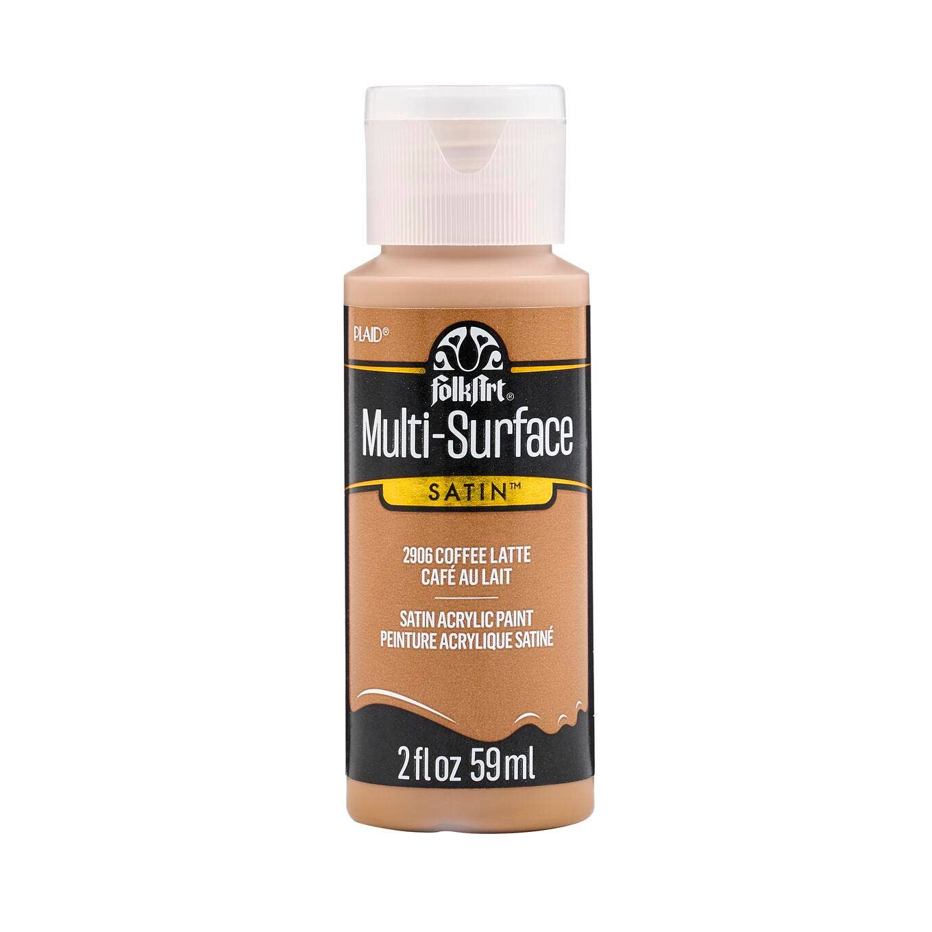 FolkArt Multi-Surface Satin Acrylic Paint 2 oz - 2906 Coffee Latte