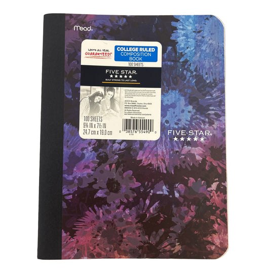 Floral-patterned notebook with Five Star branding on a white background