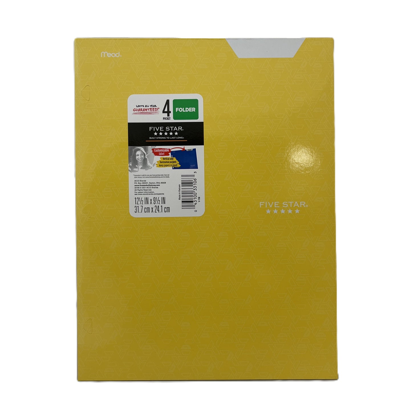 Yellow folder with Five Star branding on a white background
