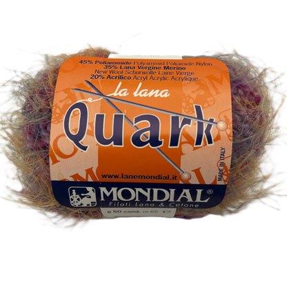 Ball of yarn with 'Quark' label on a white background