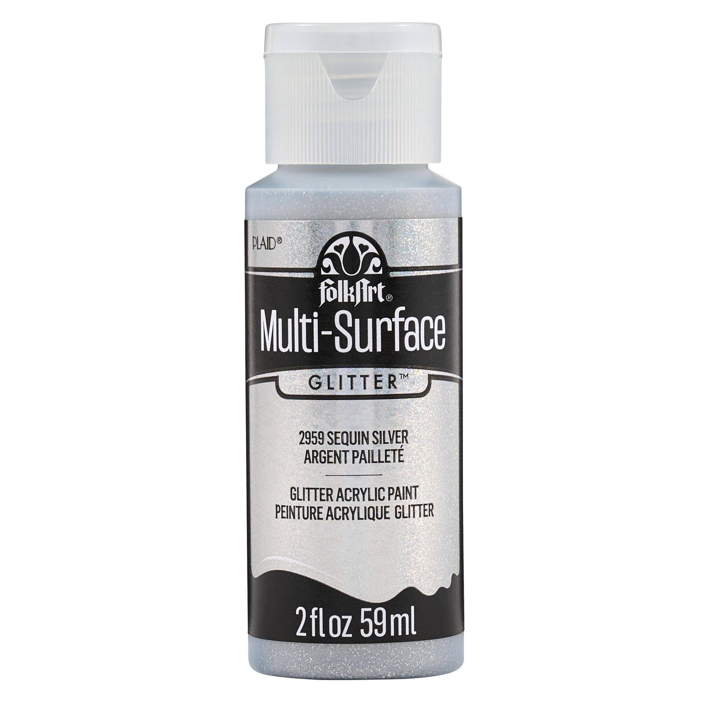FolkArt Multi-Surface Glitter Paint 2oz - 2959 Sequin Silver
