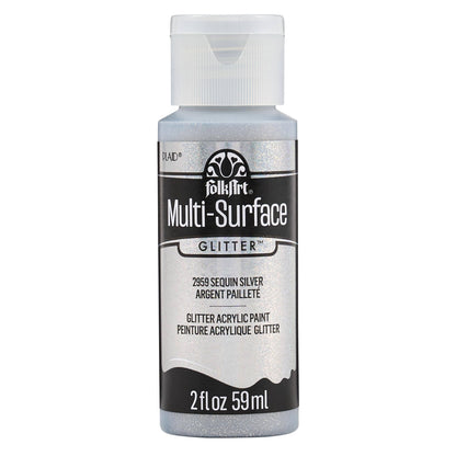 FolkArt Multi-Surface Glitter Paint 2oz - 2959 Sequin Silver