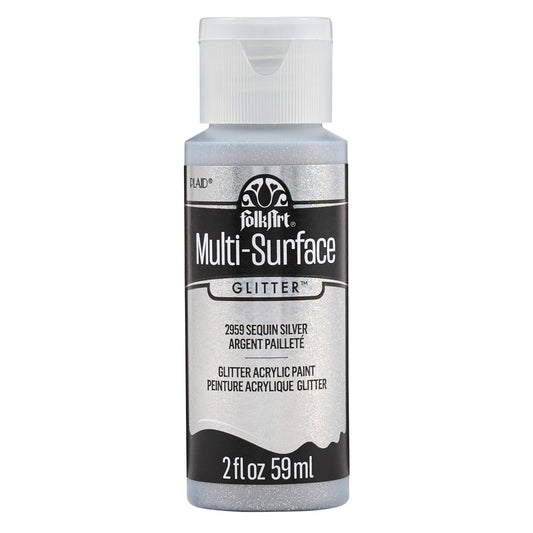 FolkArt Multi-Surface Glitter Paint 2oz - 2959 Sequin Silver