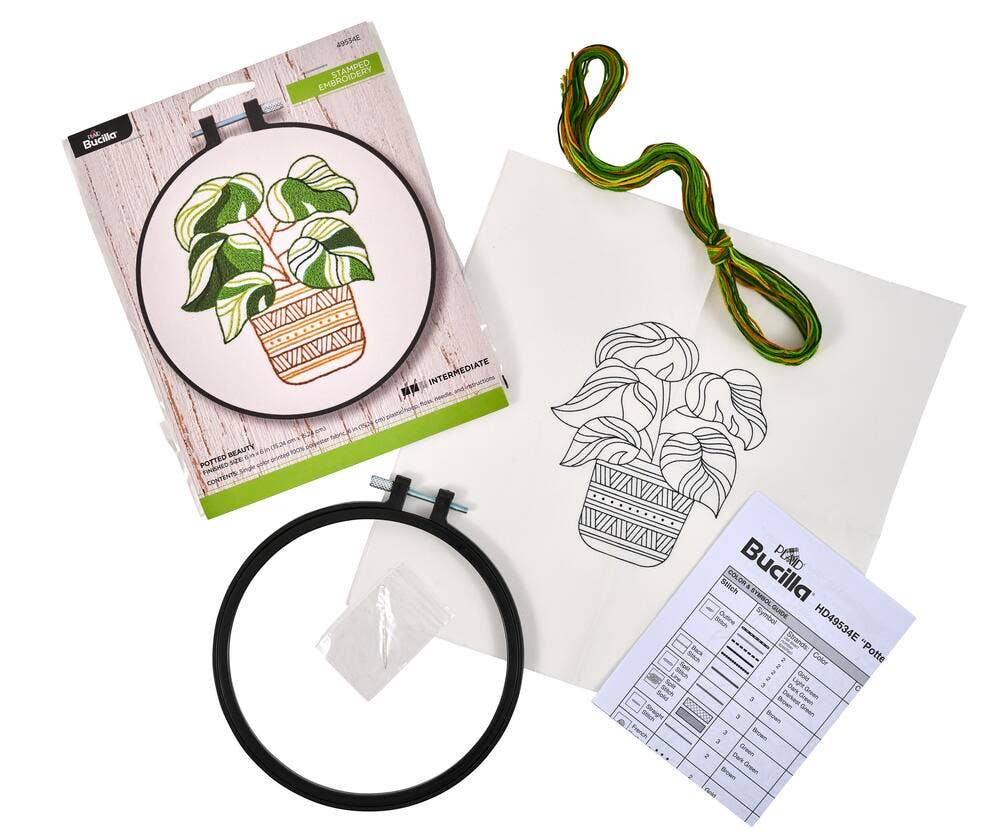 Bucilla® Stamped Embroidery Kit - Potted Beauty 6"