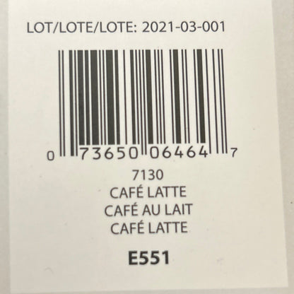 Barcode label with product details on a beige background