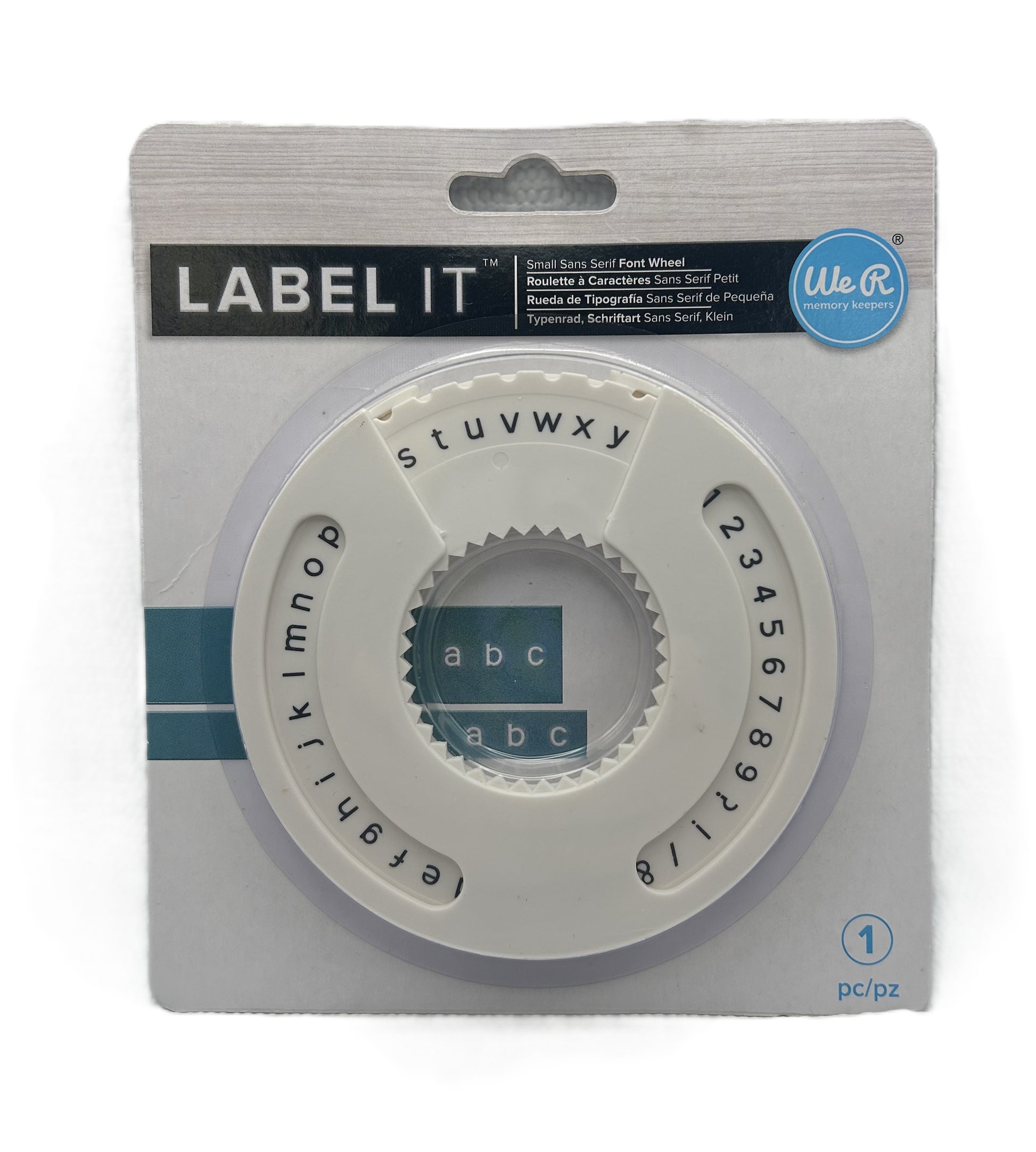 Labeling wheel with letter and number wheel on a white background