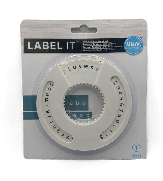 Labeling wheel with letter and number wheel on a white background