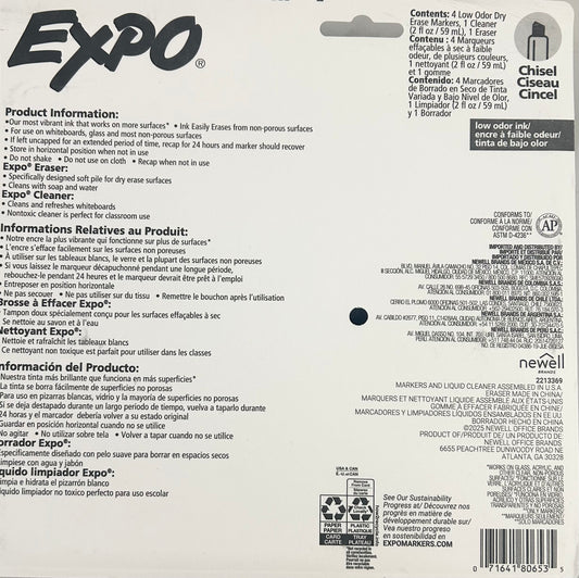 Back of Expo marker packaging with product information and branding.