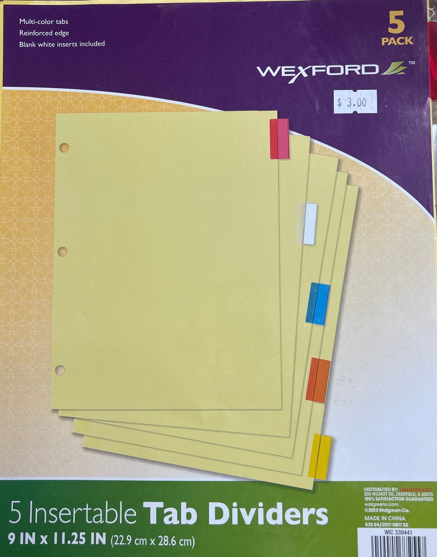 Pack of Weeford insertable tab dividers on a wooden surface