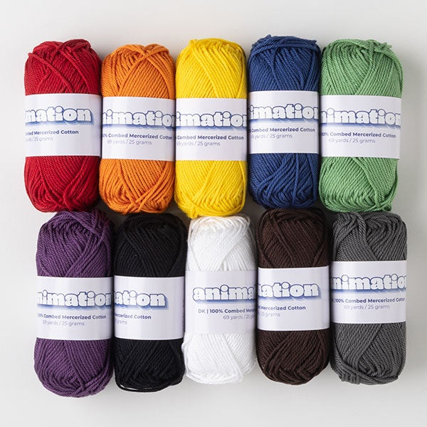 10pc Amigurumi - Primary Colors 25g Yarn Skein Set