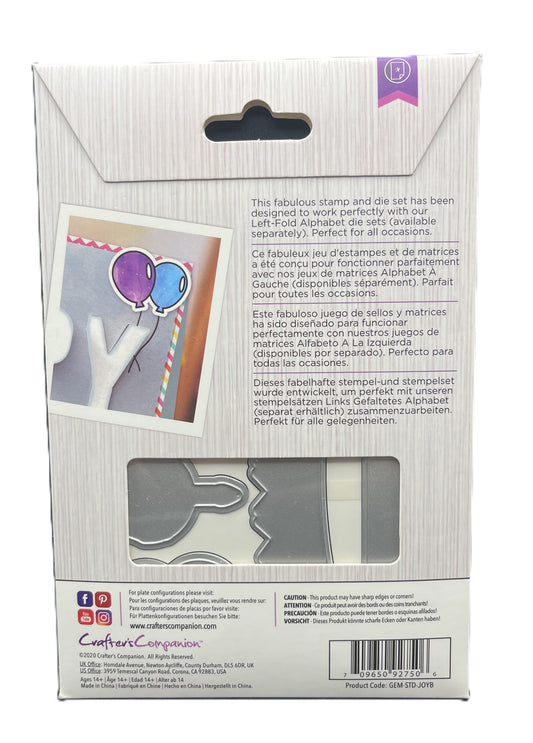 Product packaging with a cutout of a stamp and text on a white background