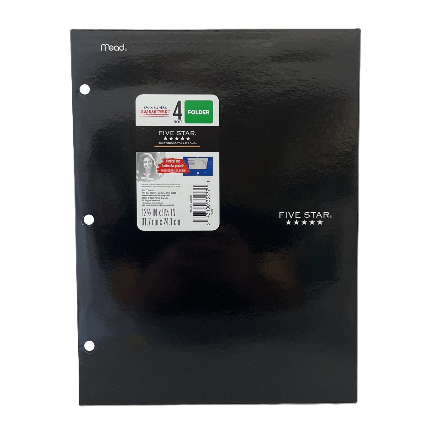 Black Five Star folder with Mead branding on a white background