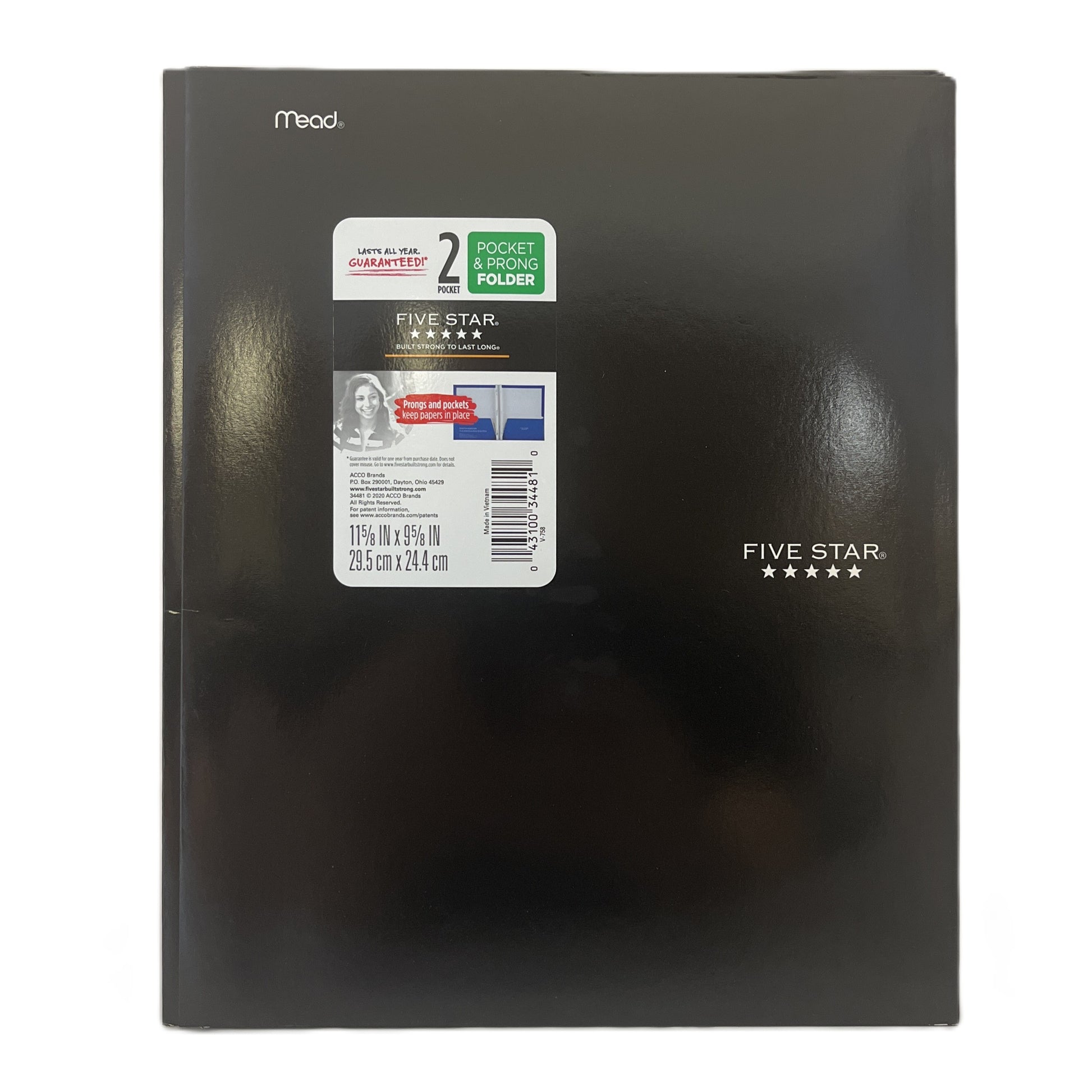 Black Five Star folder with Mead branding on a white background