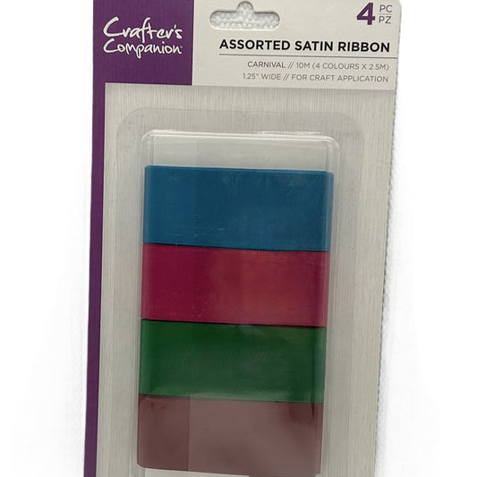 Assorted satin ribbon set in packaging with Crafter's Companion branding.