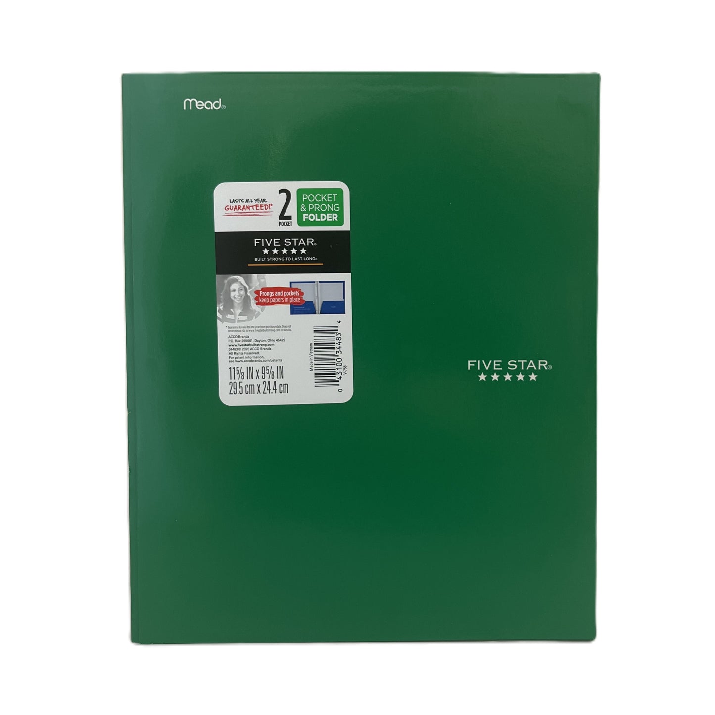 Green Five Star folder with a label on a white background
