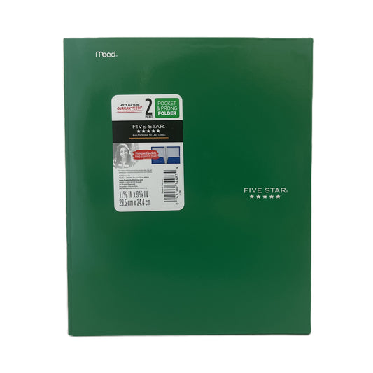 Green Five Star folder with a label on a white background