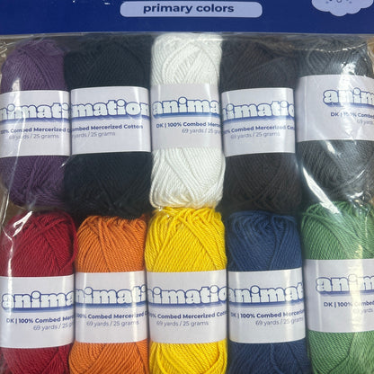 10pc Amigurumi - Primary Colors 25g Yarn Skein Set