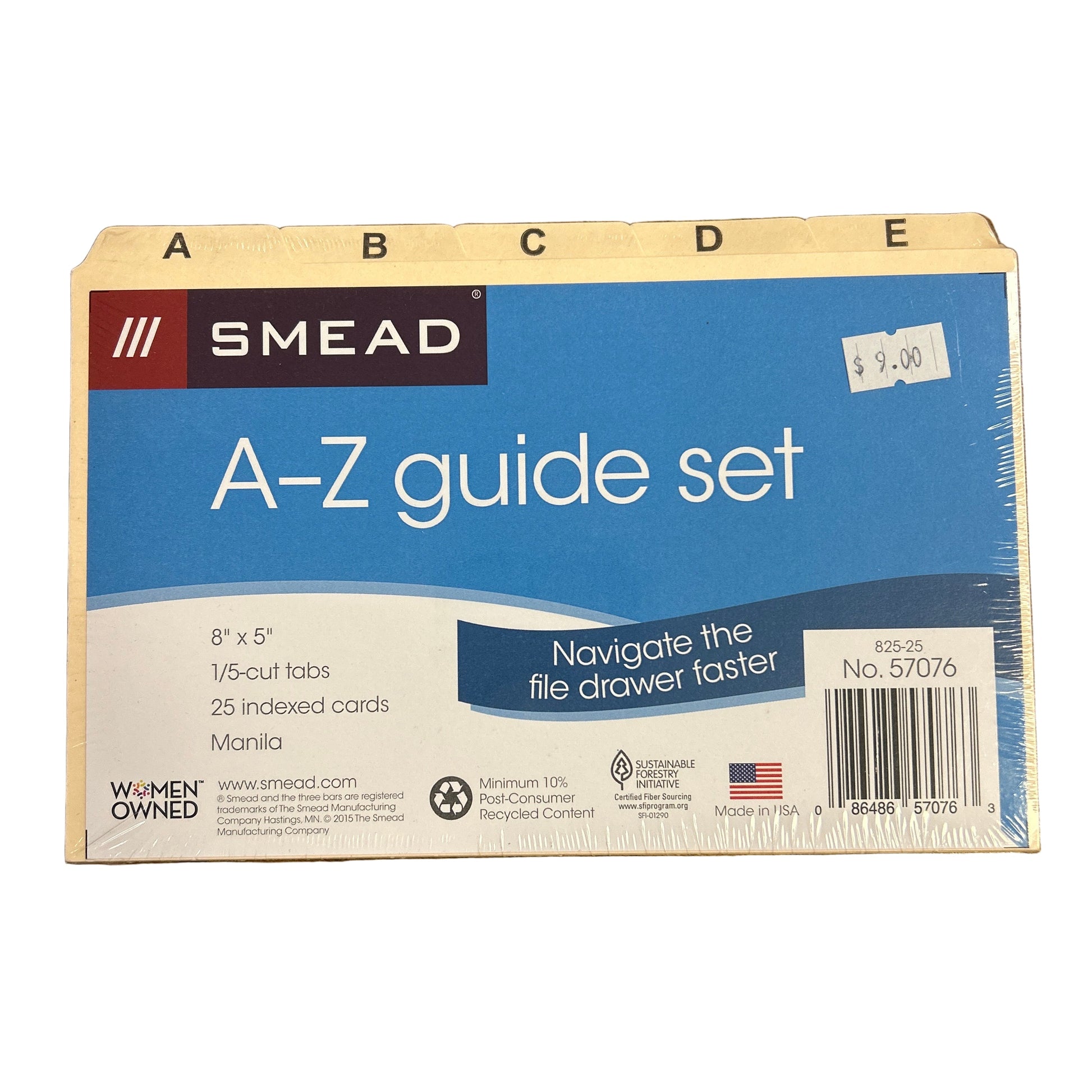 Smead A-Z guide set packaging on a white background
