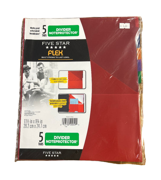 Packaged Five Star Alex divider with red cover on a white background
