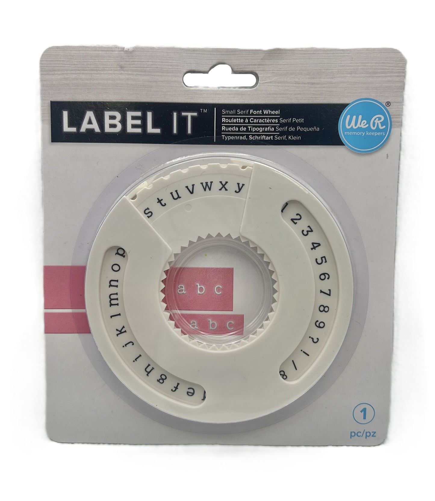 Labeling wheel with letters and numbers on packaging