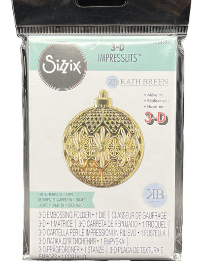 Sizzix 3-D Impresslits embossing folder packaging with gold ornament design.