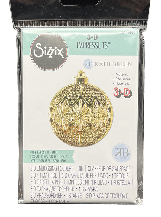 Sizzix 3-D Impresslits embossing folder packaging with gold ornament design.