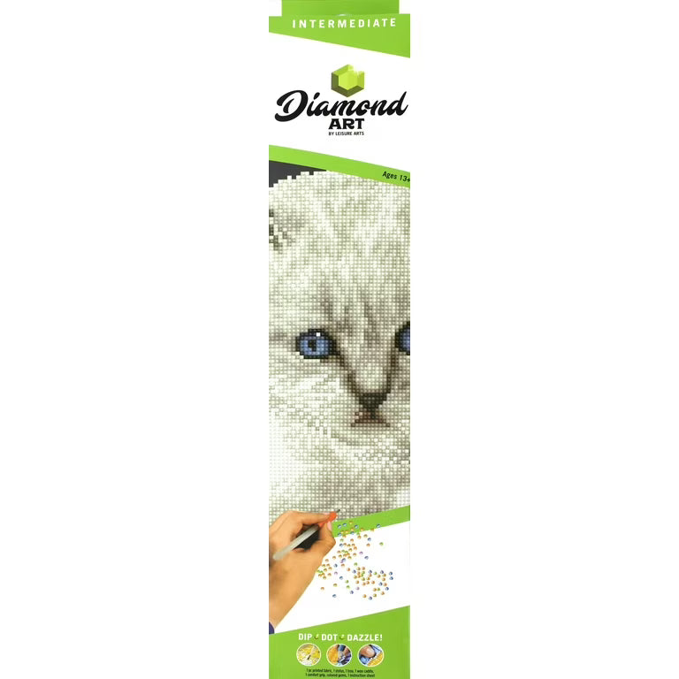 White Cat - Diamond Painting Art Kit 12" x 12"