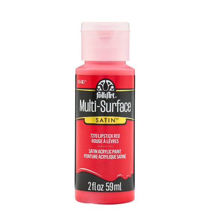 FolkArt Multi-Surface Satin Acrylic Paint 2 oz - 7270 Lipstick Red