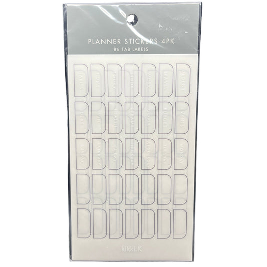 Packaging of planner stickers with a white background